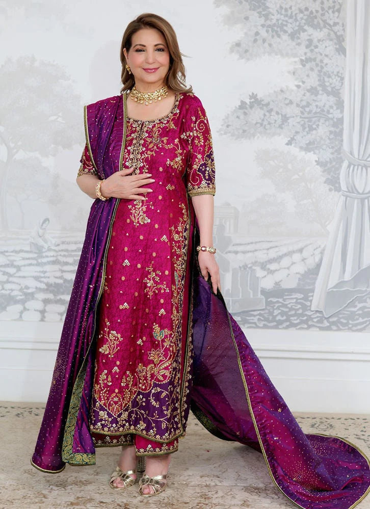 Farha Talib Aziz | Luxury Raw Silk Unstitched 3 Piece | Fashion Fusion
