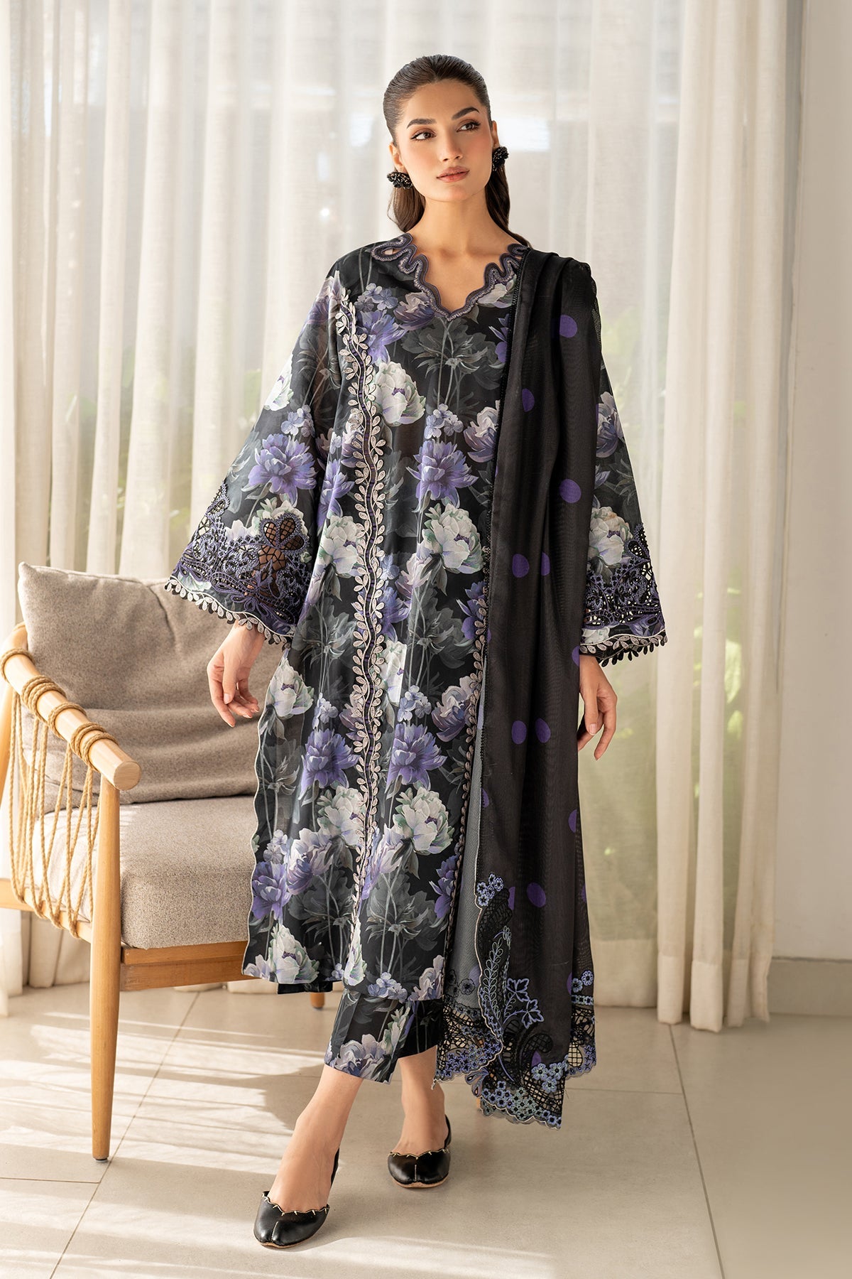 EMBROIDERED PRINTED LAWN SF-4093