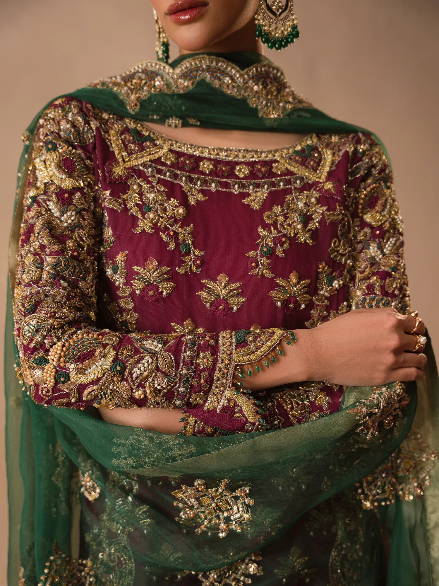 Abeera usman Burgundy Dusk | Tussar Silk | Fashion Fusion