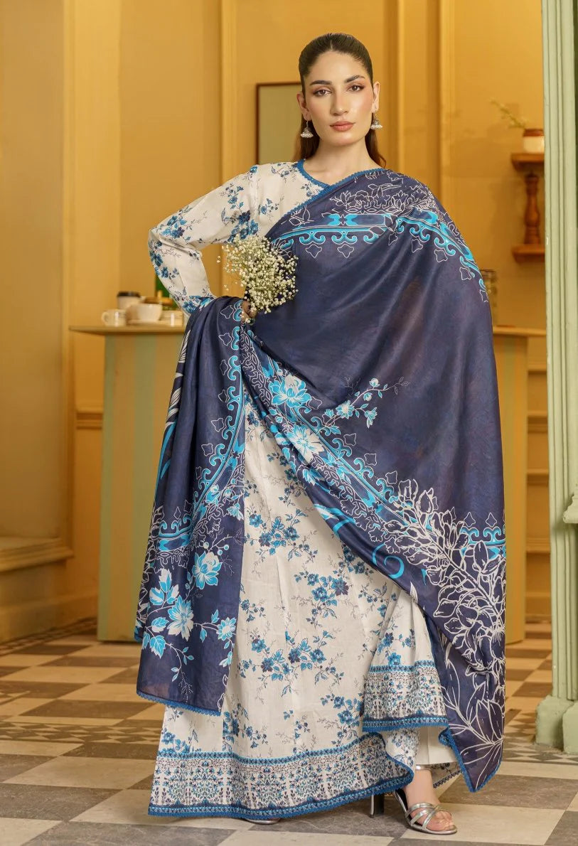 CORAL Gardenia Printed Unstitched Lawn 03 | Fashion Fusion