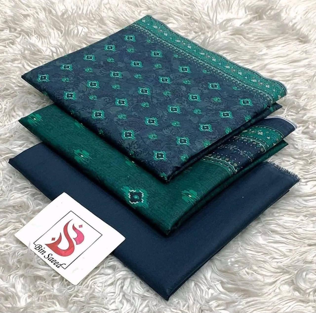 Bin Saeed Luxury Lawn – Premium 3-Piece Unstitched Suit | Fashion Fusion