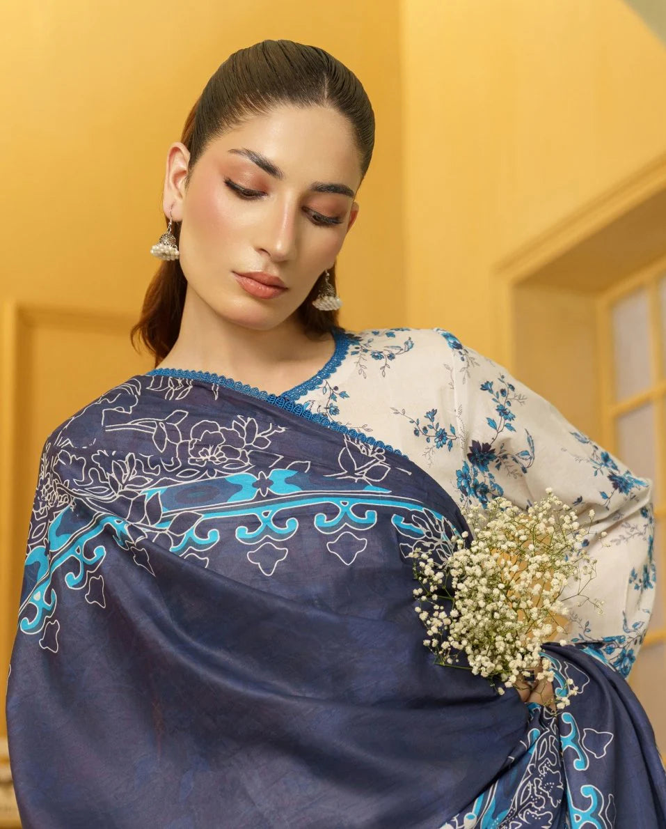 CORAL Gardenia Printed Unstitched Lawn 03 | Fashion Fusion