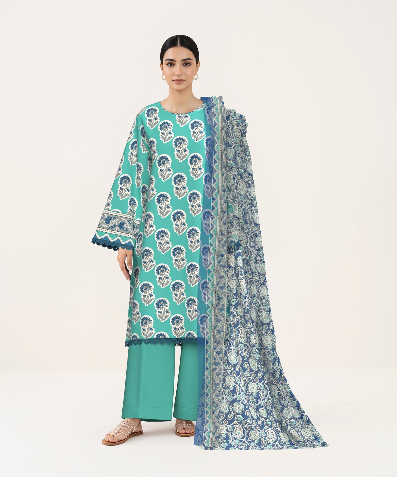 3 Piece Sapphire - Printed Lawn Suit