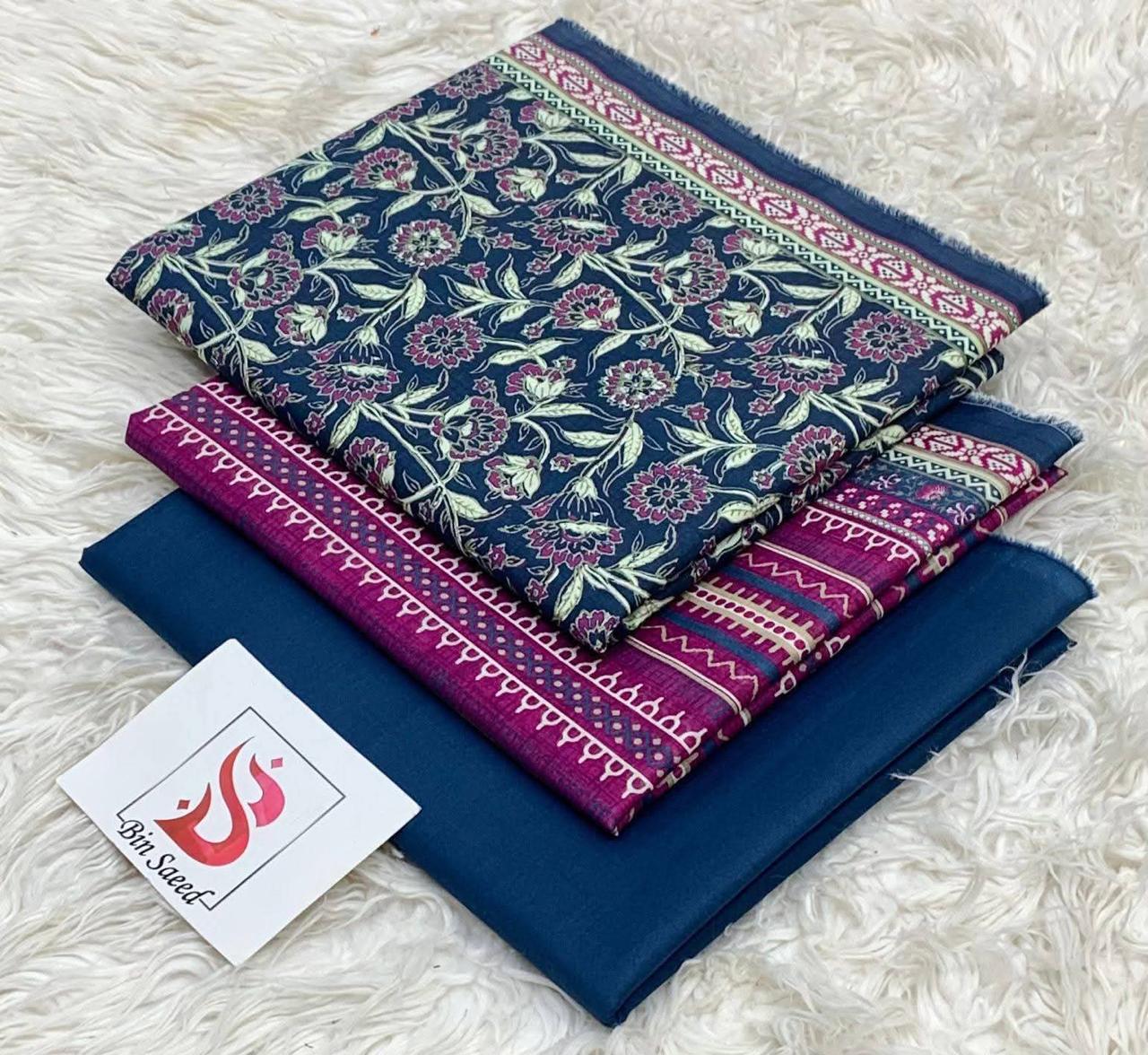 Bin Saeed Luxury Lawn – Premium 3-Piece Unstitched Suit | Fashion Fusion