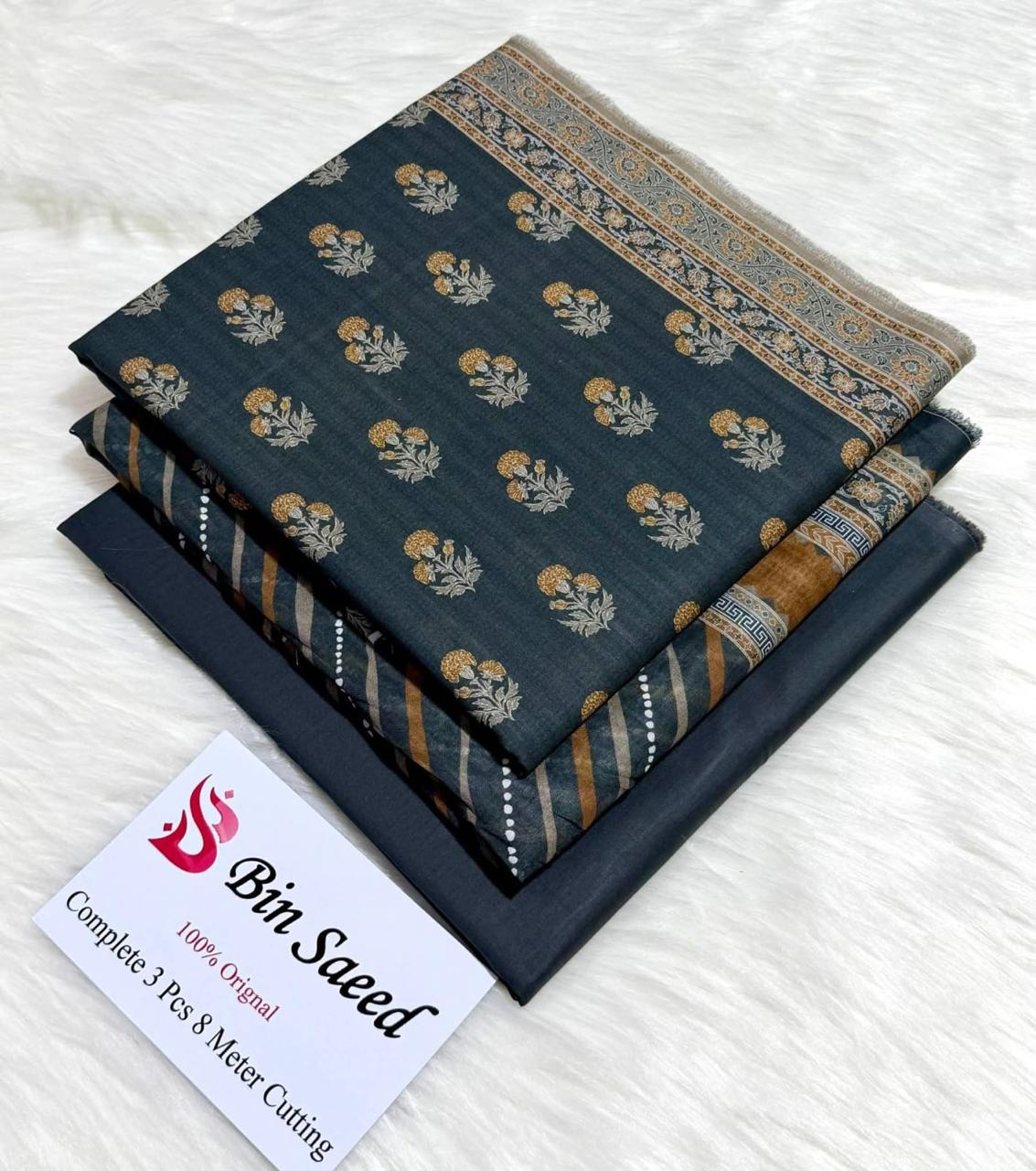 Bin Saeed Luxury Lawn – Premium 3-Piece Unstitched Suit | Fashion Fusion