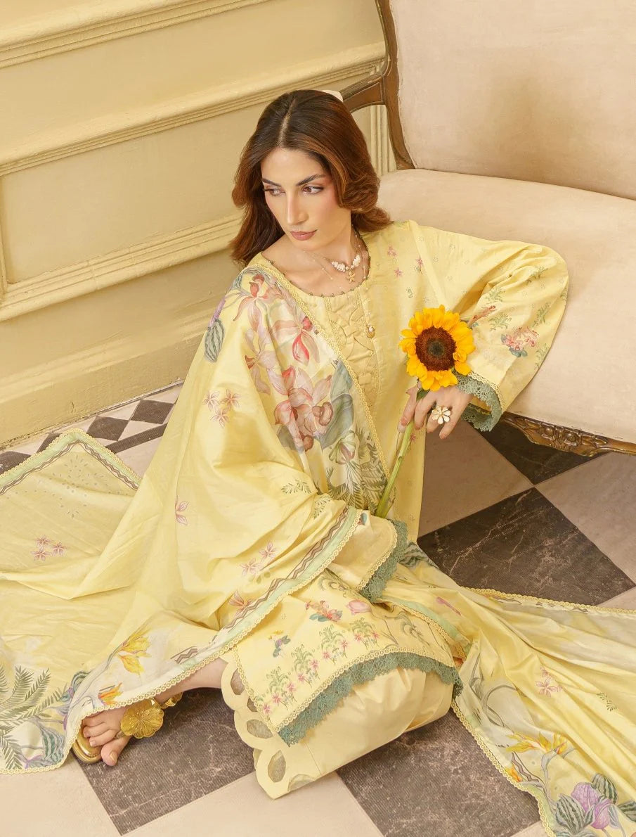 CORAL Gardenia Printed Unstitched Lawn 09 | Fashion Fusion